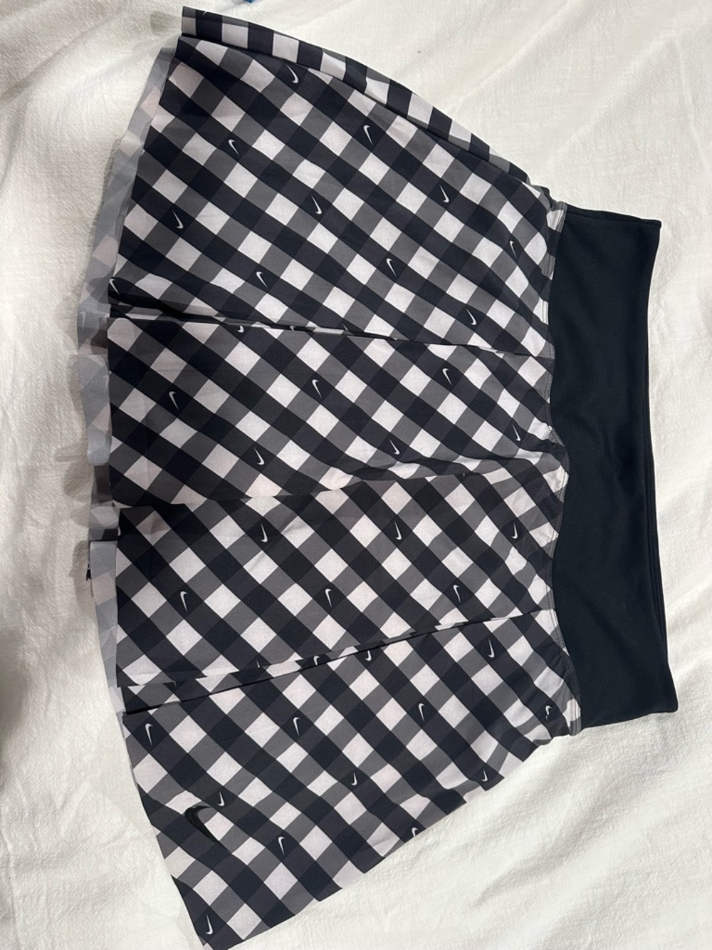 Nike Black & White Gingham Pleated Skater Skirt